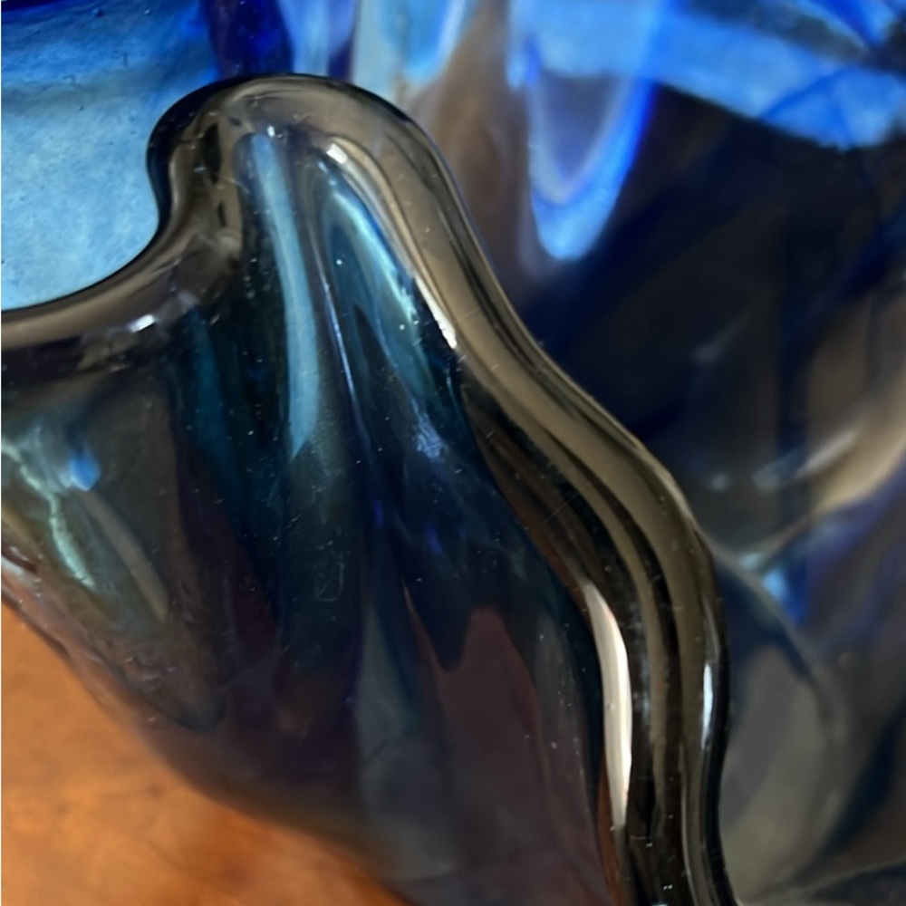 Vintage Italian Murano Blue Glass Bowls.
